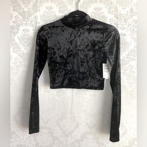 NWT Nordstrom BP Black Velvet Long Sleeve Crop Top